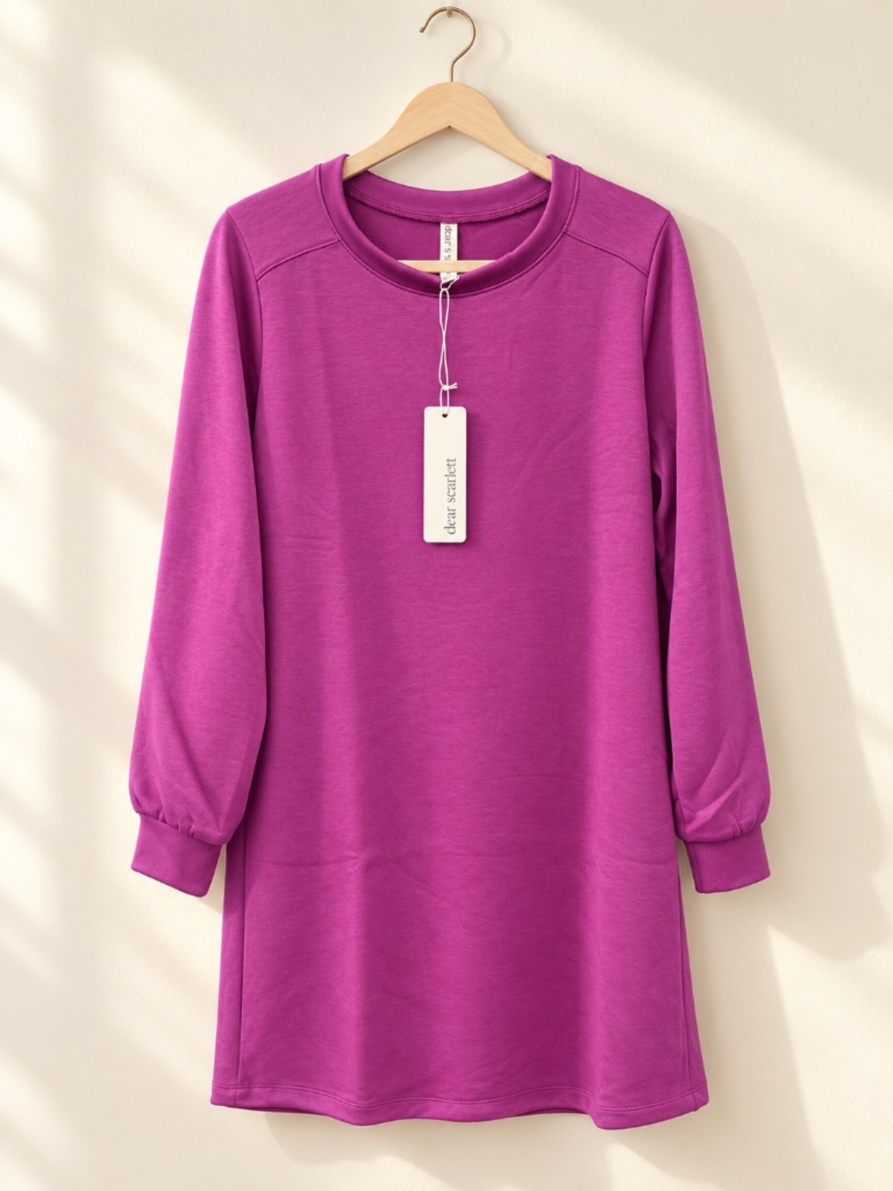 Dear Scarlett Magenta Long Sleeve Plus Size Dress NWT - Picture 2 of 2